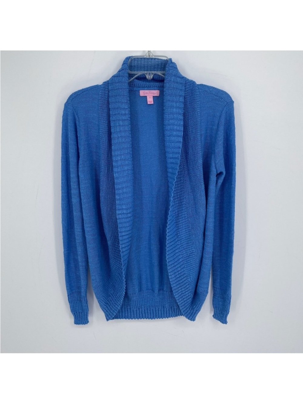 Lilly Pulitzer Royal Blue Amalie Open-Front Knit Cardigan 3/4 sleeves S